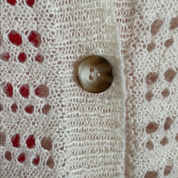 Striped Button Down Collared Knit Cardigan in Red and Cream - Picture 2 of 8